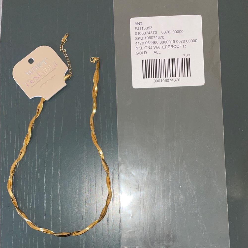 Anthropologie Gold Twisted Chain Necklace